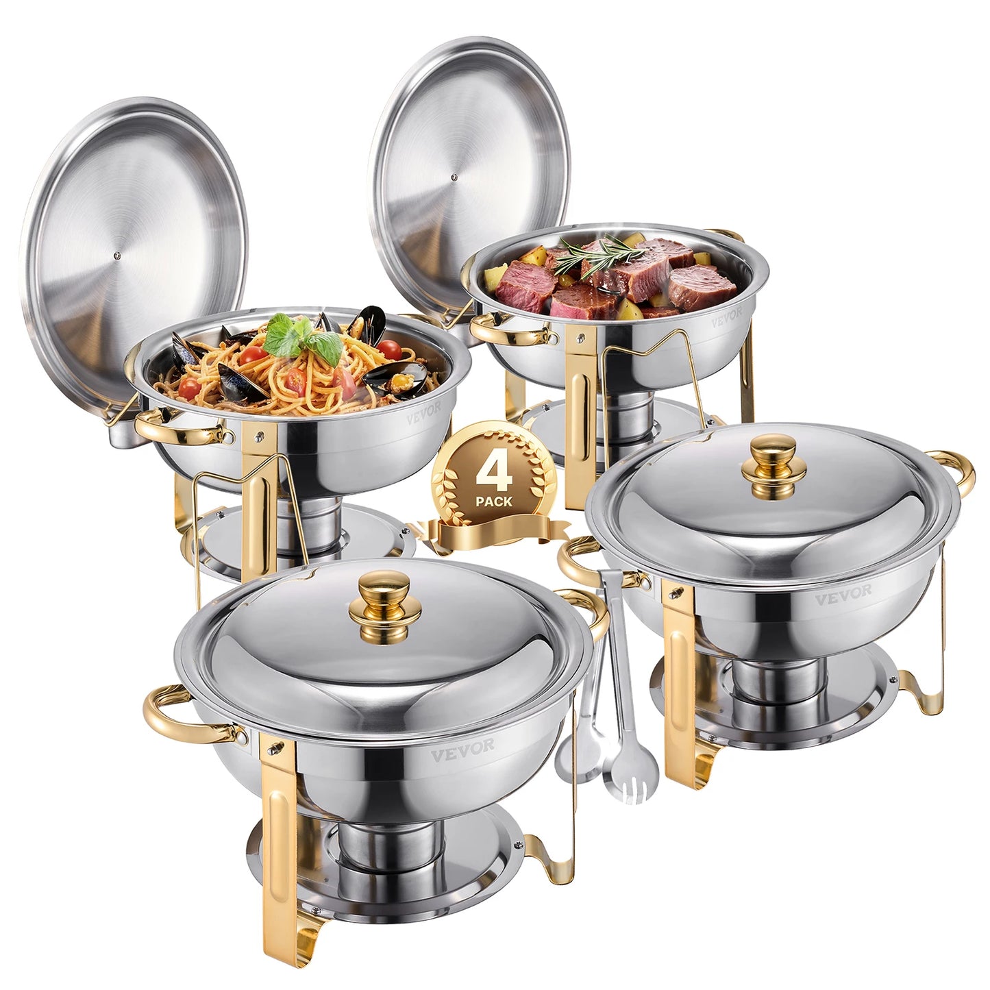 SucceBuy 4 Pack Stainless Steel Chafing Dish Buffet Set