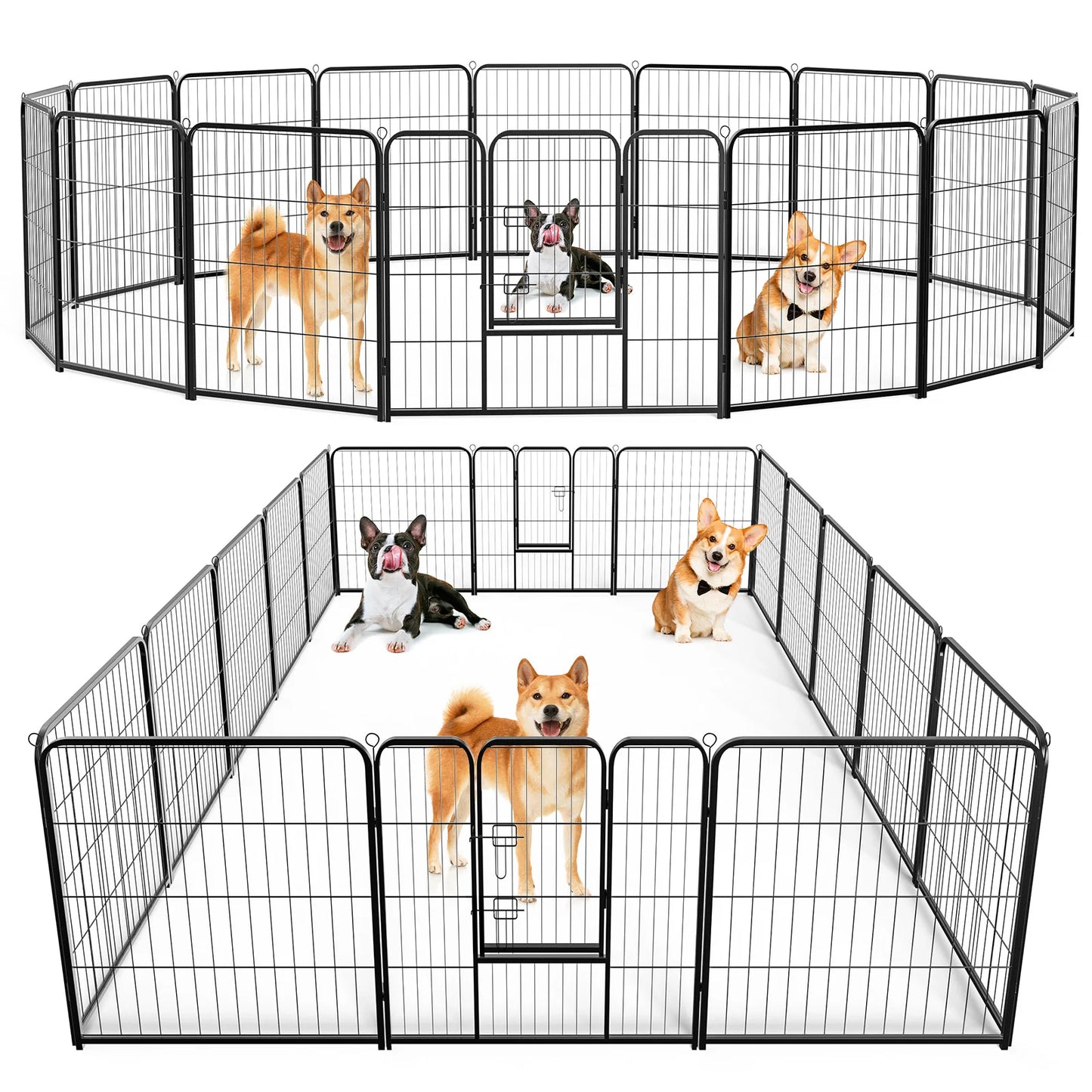 JHK 16-Panel Metal Dog Playpen Foldable Outdoor Fence