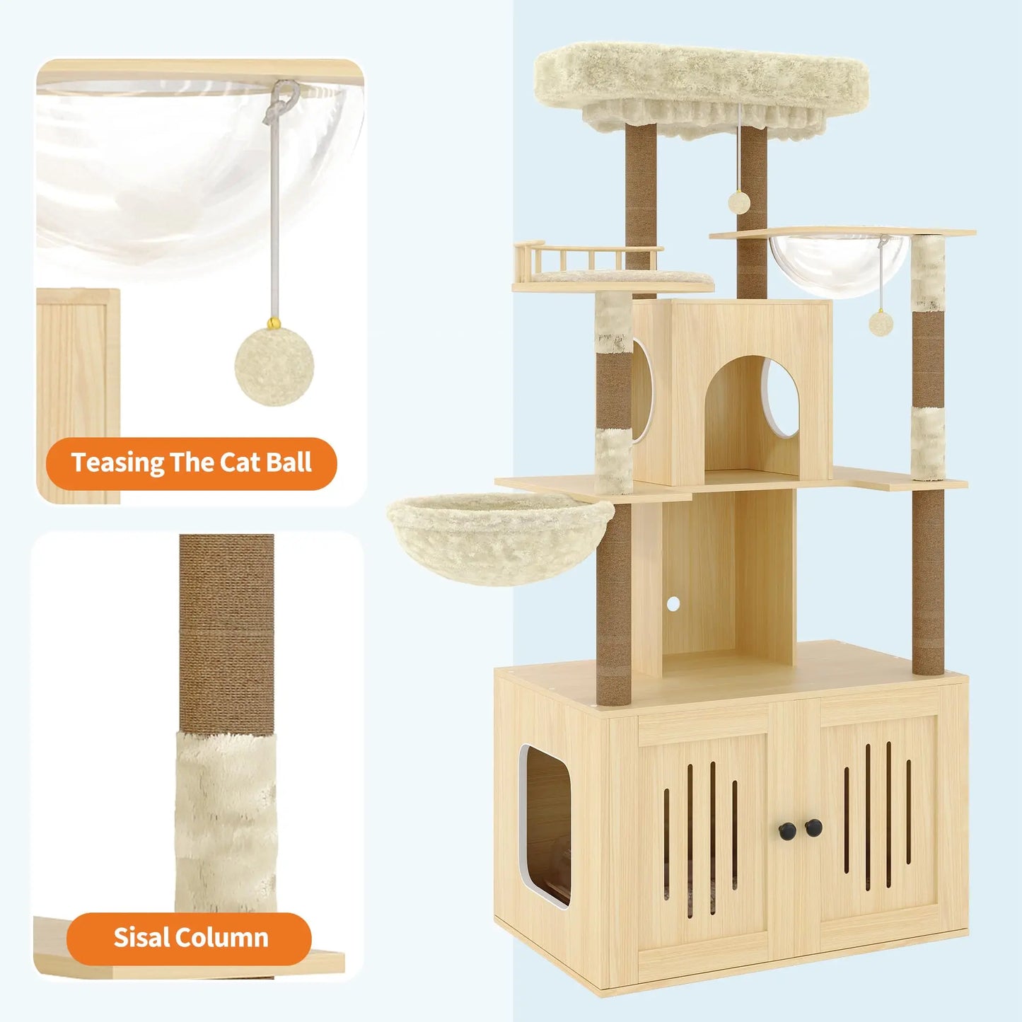 Studyset Multi Level Cat Tree With Litter Box Enclosure