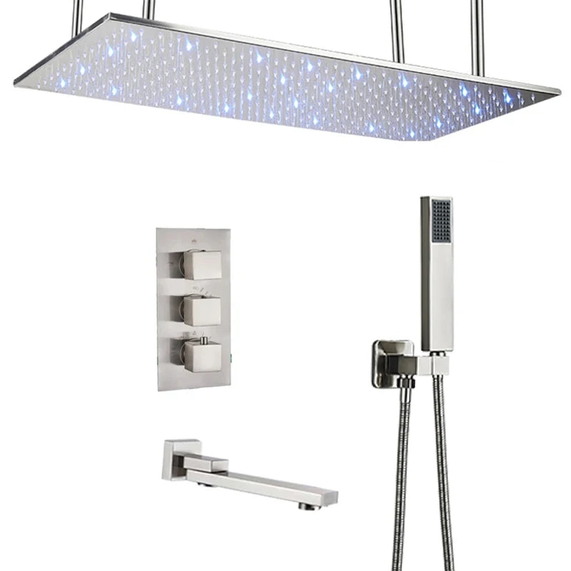Wanmivezlo Brass LED Rain Shower Head Powered By Water Flow