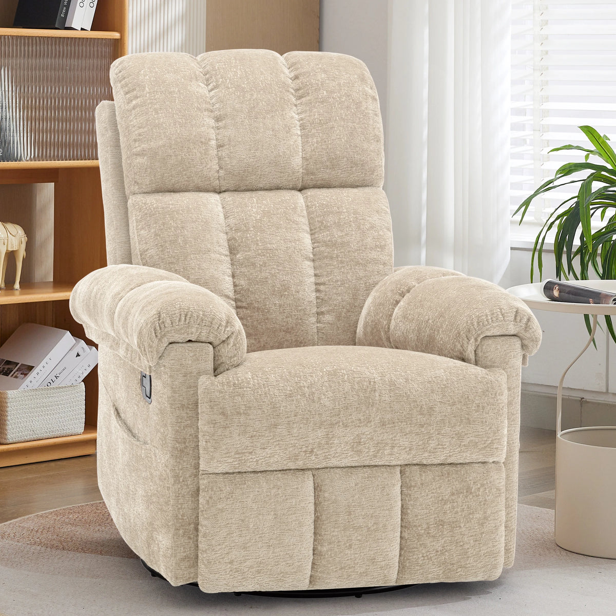 Korser Swivel Rocker Recliner Chair With Convenient Side Storage Pockets