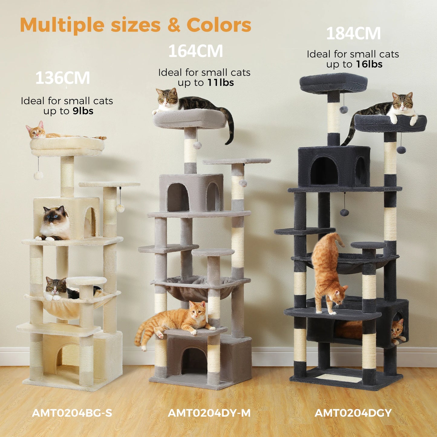PAWZ Road Cat Tree Tower With Scratching Posts And Condos