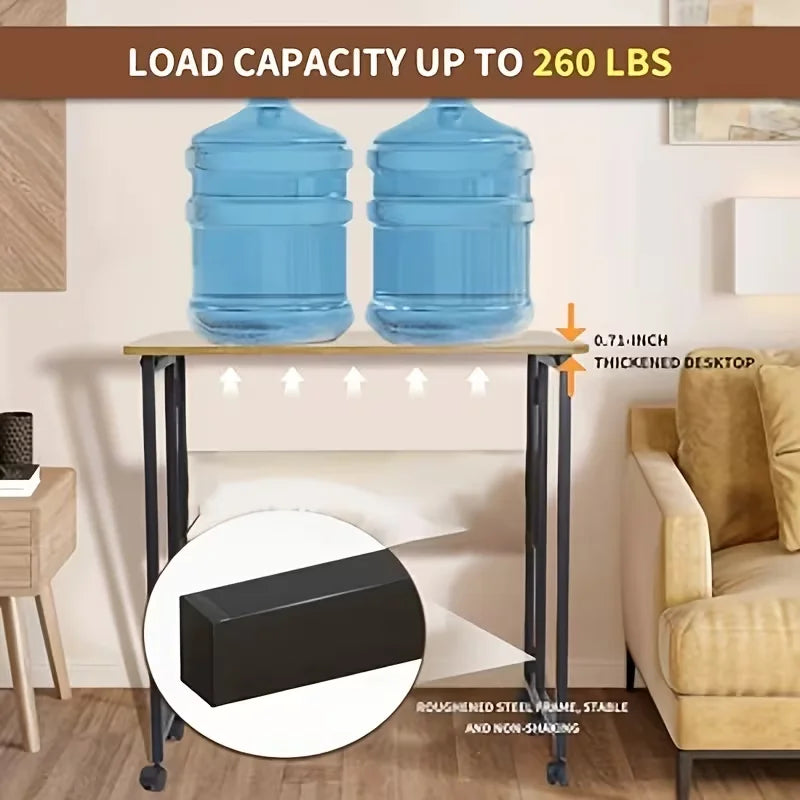 Foldable Rolling Laptop Desk With X Shaped Metal Frame And Lockable Casters