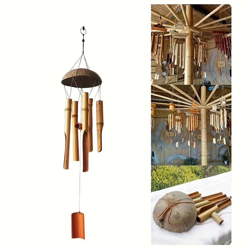Garden Bamboo Wind Chimes Outdoor Wooden Decor Festive Seasonal Decor