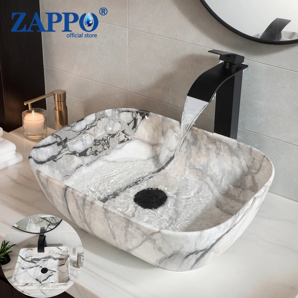 Torayvino Vessel Sink Set With Matte Black Faucet For Bathrooms