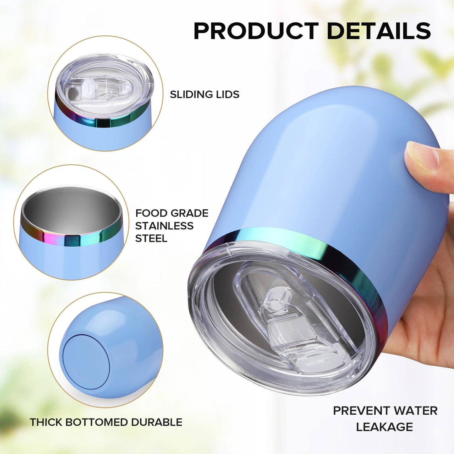 Fastsub Insulated Double Wall Stainless Steel Stemless Wine Glass