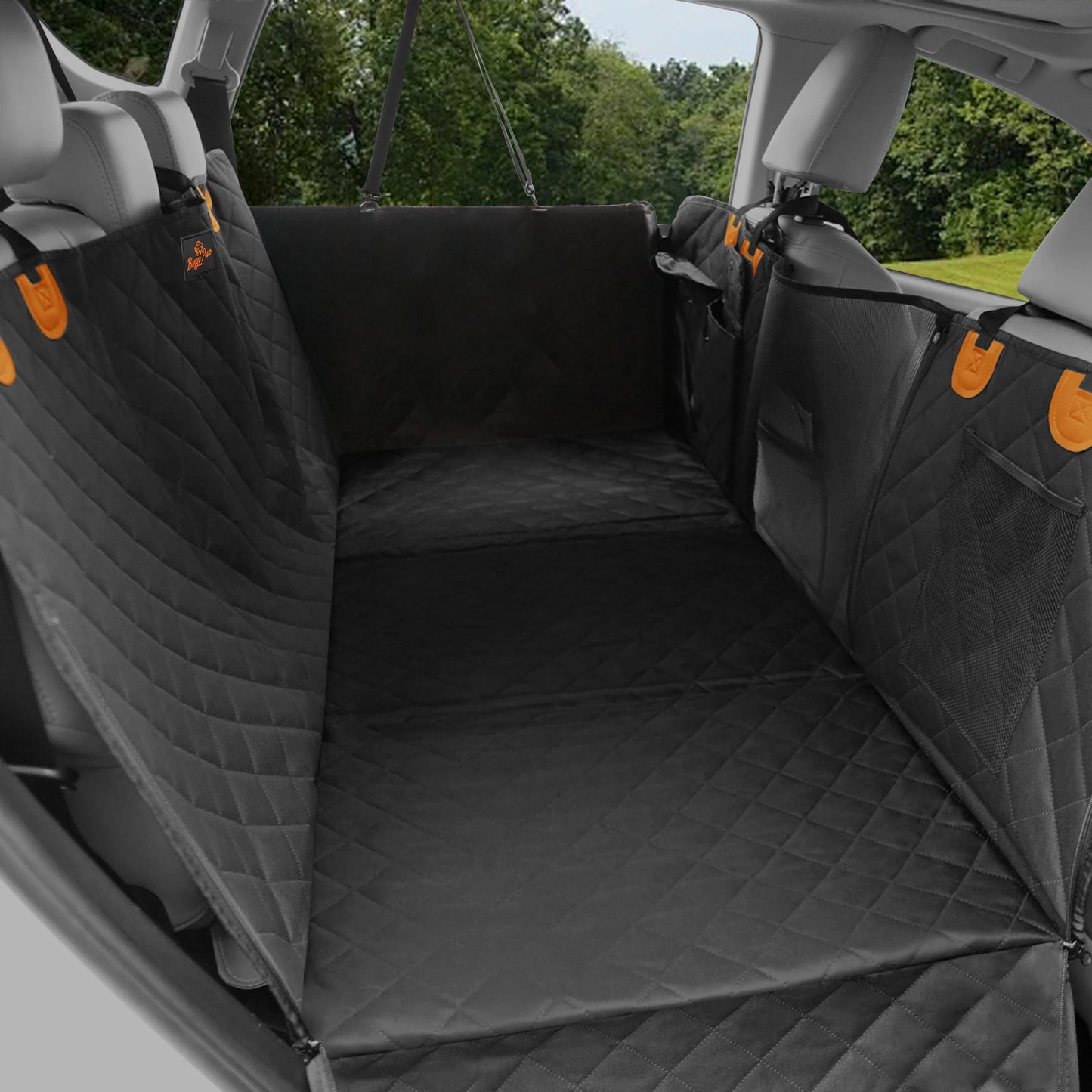 Borwart Waterproof Dog Car Seat Cover With Mesh Window Storage