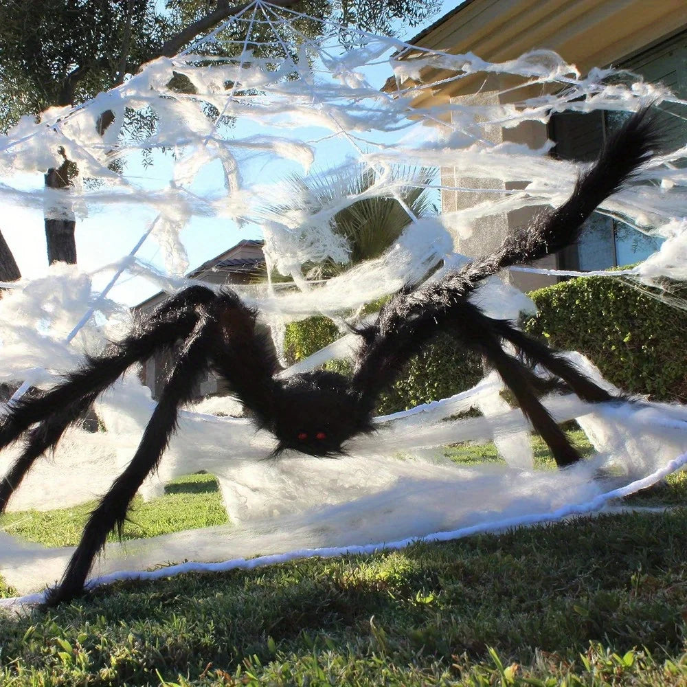 Giant Spider With Stretchy Web Halloween Outdoor Decoration