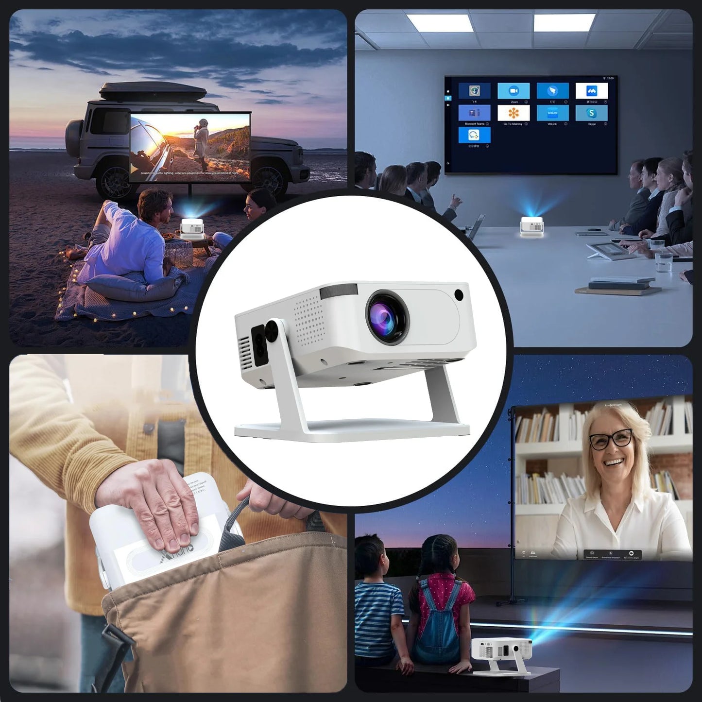 Xnano Smart Android Projector With HDMI USB Bluetooth Speaker