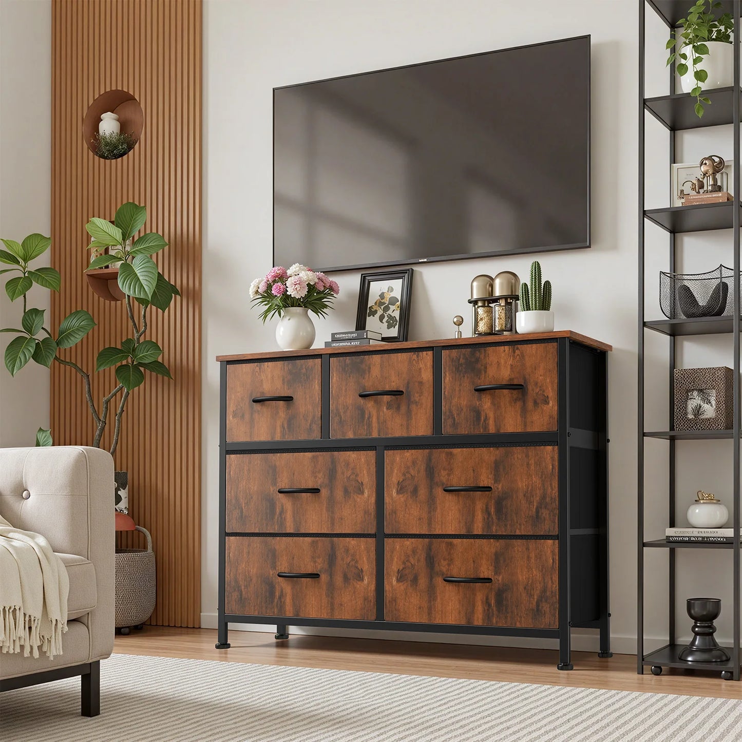 JHK Modern Fabric Drawer Dresser Organizer For Bedroom