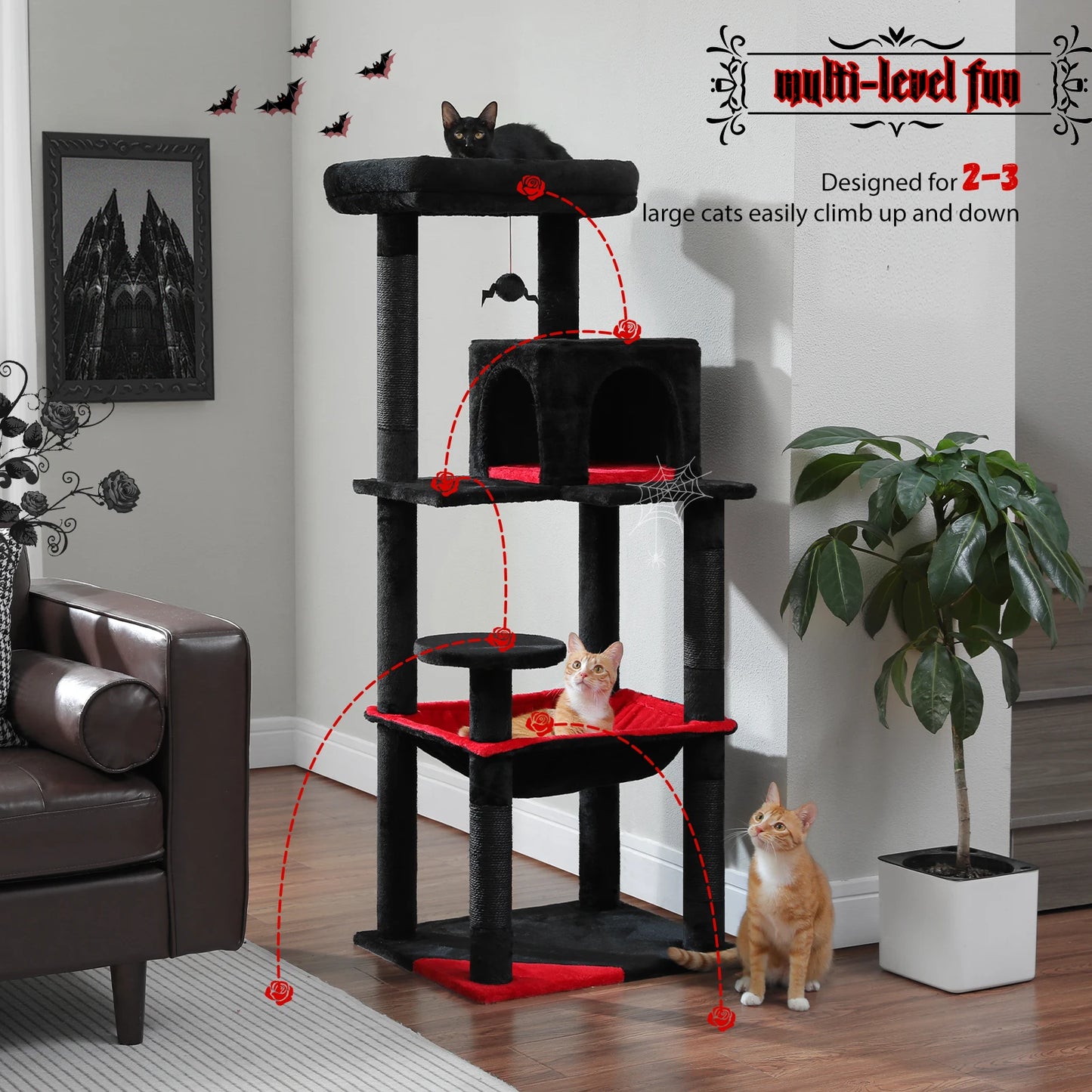 PAWZ Road Gothic Cat Tree Indoor Tall Cat Tower Hammock