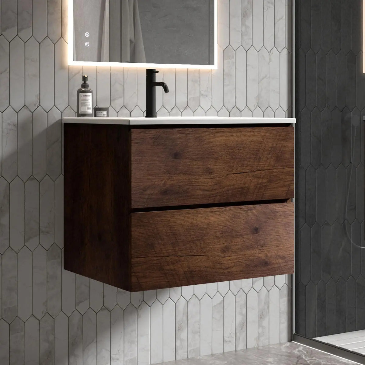 Modern Floating Bathroom Vanity With Sink And Soft Closing Drawers