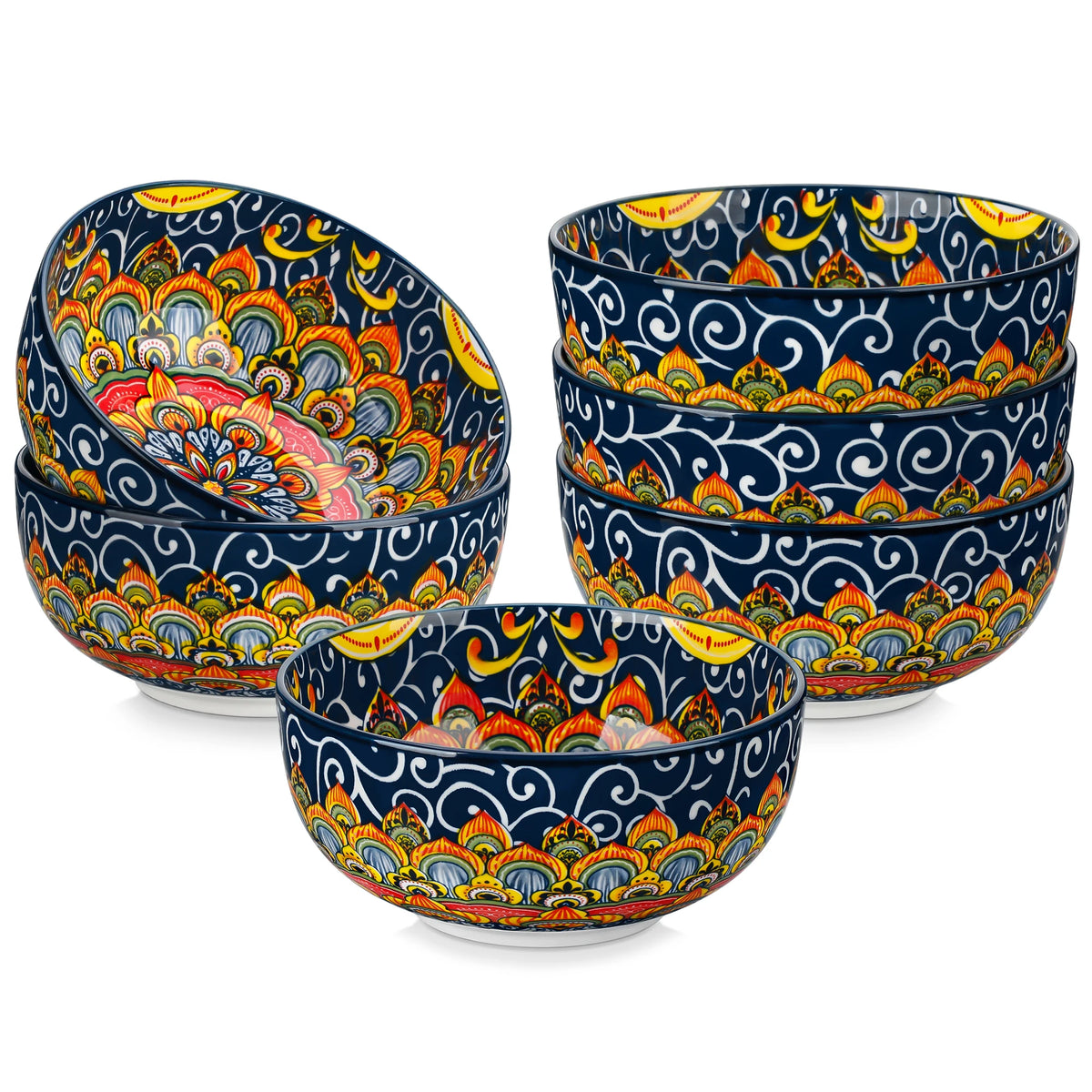 Malacasa Bohemian Floral Ceramic Cereal Bowl Set For Home