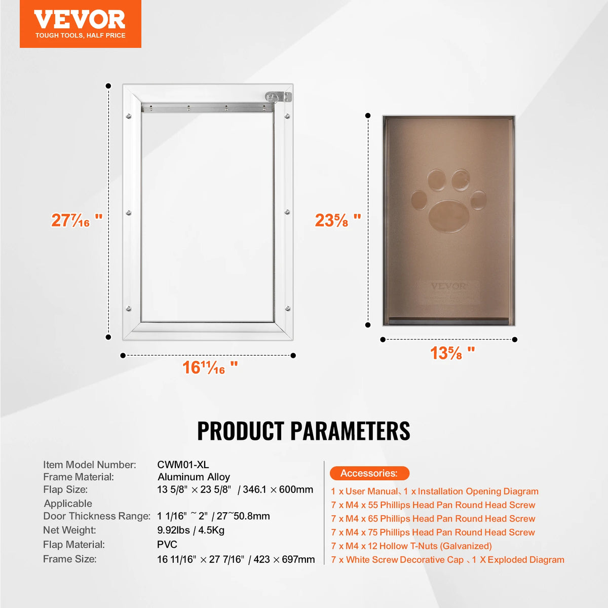 SucceBuy Aluminum Pet Door With Lock And Weatherproof Flap
