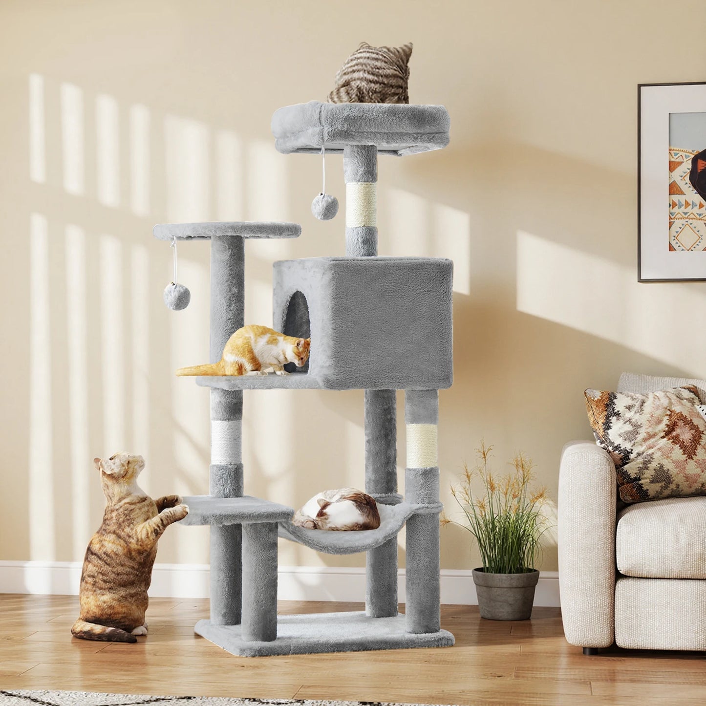 JHK Cat Tree MultiCat Climbing Tower With Sisal Posts