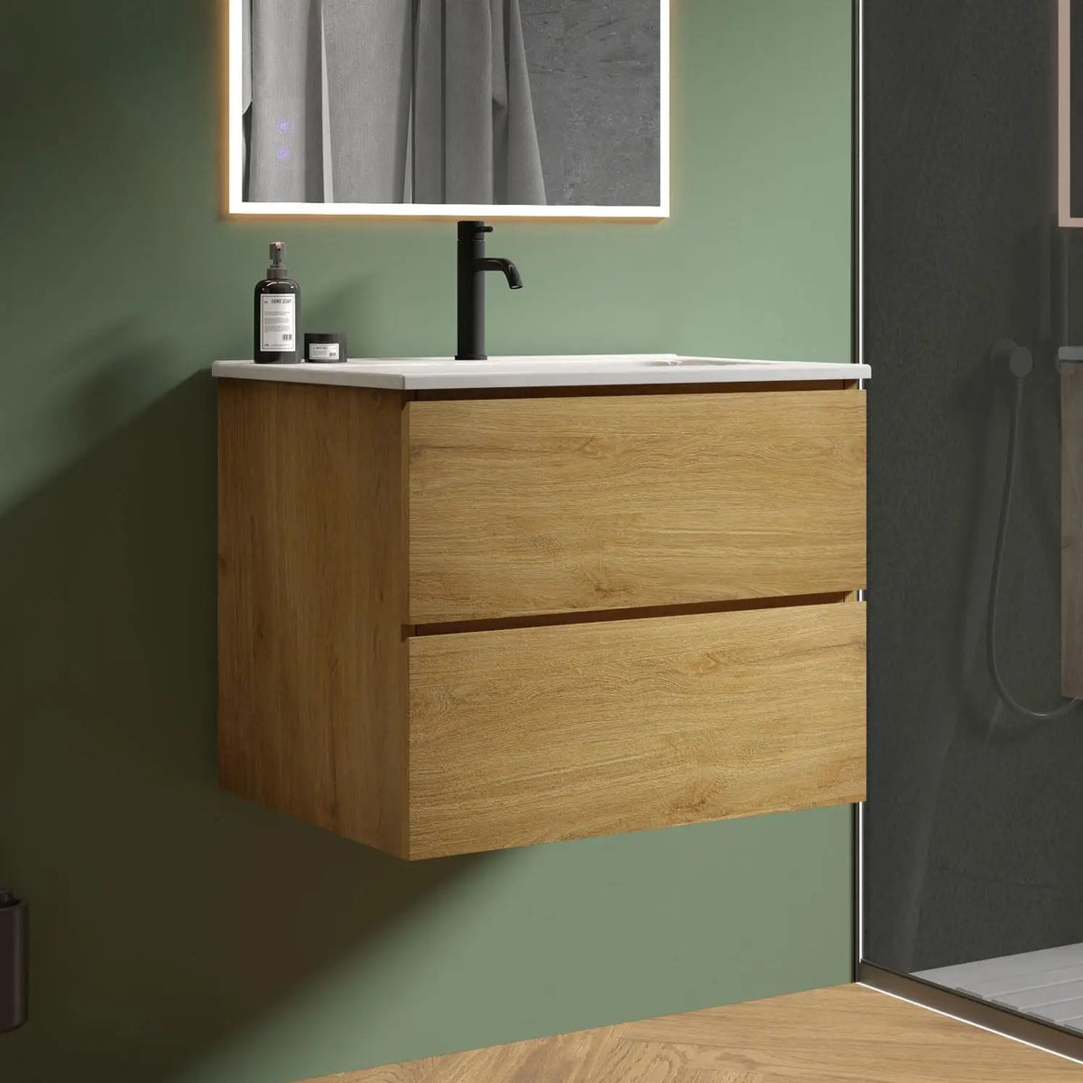 Modern Floating Bathroom Vanity With Sink And Soft Closing Drawers