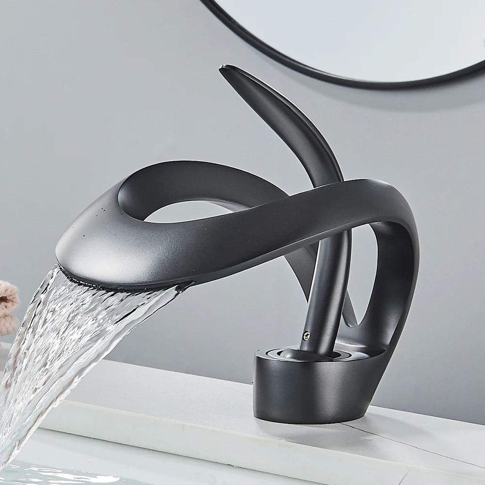 Rozin Brass Waterfall Basin Faucet Hot Cold Mixer Tap Bathroom