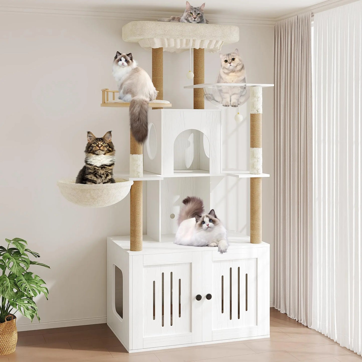 Studyset Multi Level Cat Tree With Litter Box Enclosure