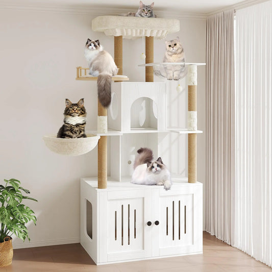 Studyset Multi Level Cat Tree With Litter Box Enclosure