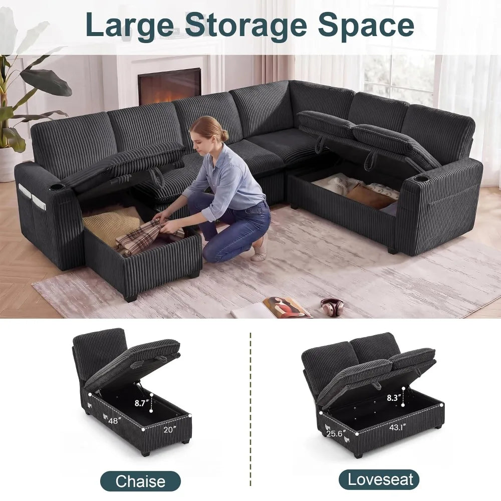 XIAOLANG Seven Seat Modular Sectional Sofa With Pull Out Bed